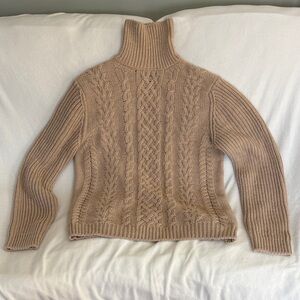 United Colors Of Benetton Cable Knit Turtleneck Sweater - Brown